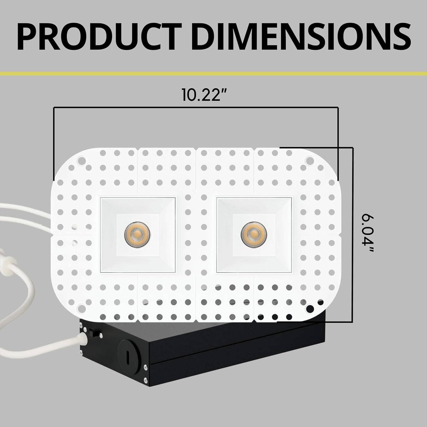 P-7391 2 inch Trimless 2 Head Square White 16W, 1400 Lumens, 5CCT Recessed Light