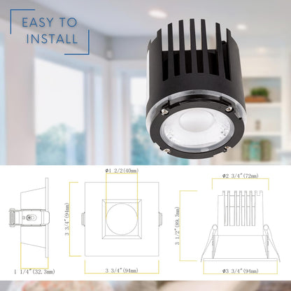 P-6002 3 Inch Brushed Nickel Square 9W 850 Lumens 5CCT Recessed Light