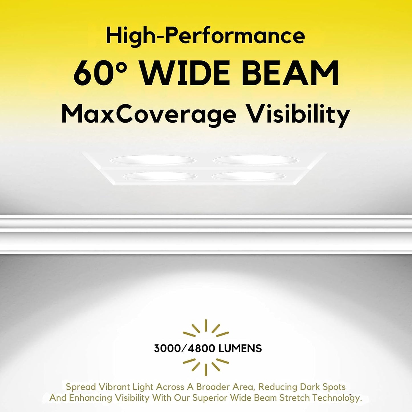 P-7398 2 inch Trimless Quadruple Head Round White HO, 32/56W, 3000/4800 Lumens, 5CCT Recessed Light