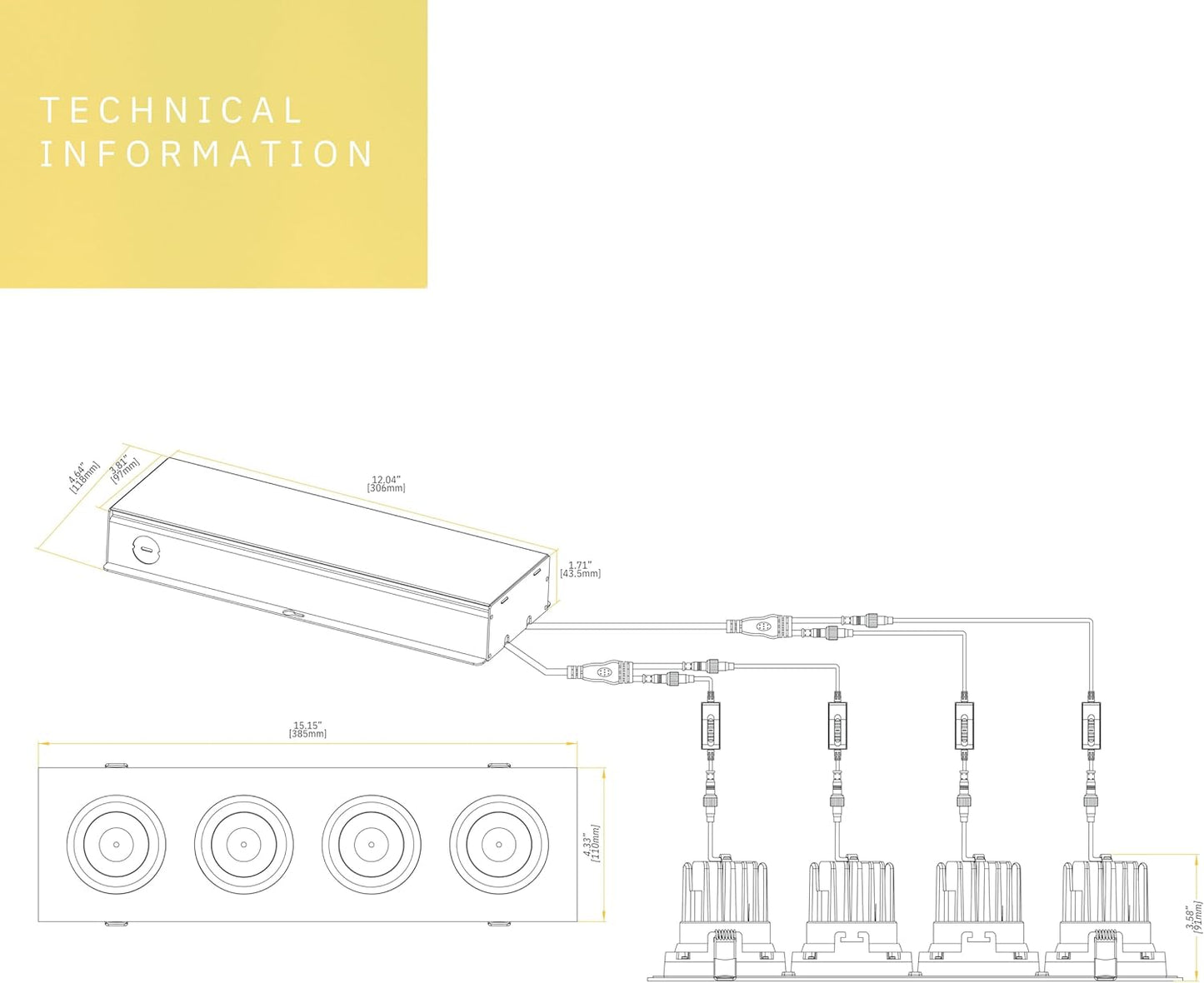 P-6492 3.5 Inch 4 Head Multiple Gimbal, White Finish 80 Watts, 6800 Lumens 5CCT Recessed Light