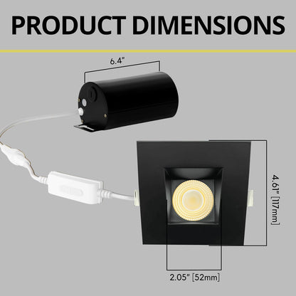 P-7139 3.5 inch Square Wall-Wash Black 15-9W, 1400-900 Lumens 5CCT Recessed Light