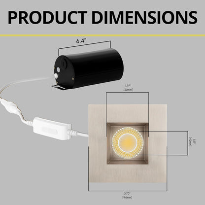 P-7530 3 inch Square Brushed Nickel, 8W, 800 Lumens, 5CCT Recessed Light