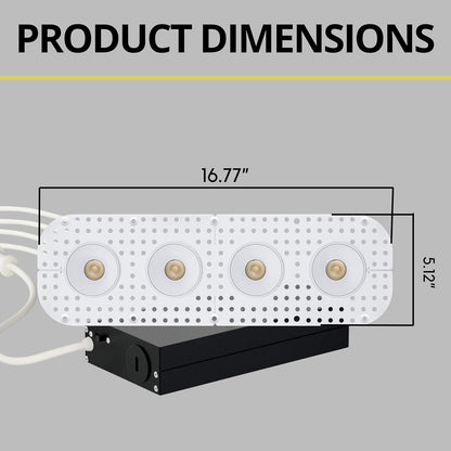 P-7388 2 inch Trimless 4 Head Round White 32W, 2800 Lumens, 5CCT Recessed Light
