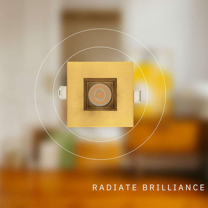 P-5037 2 Inch Square Brushed Brass 14/20W 1200/1700 Lumens 5CCT Recessed Light