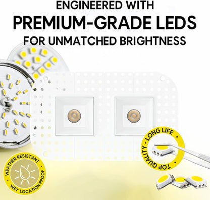 P-7409 2 inch Trimless 2 Head Square White HO, 28/40W, 2400/3400 Lumens, 5CCT Recessed Light