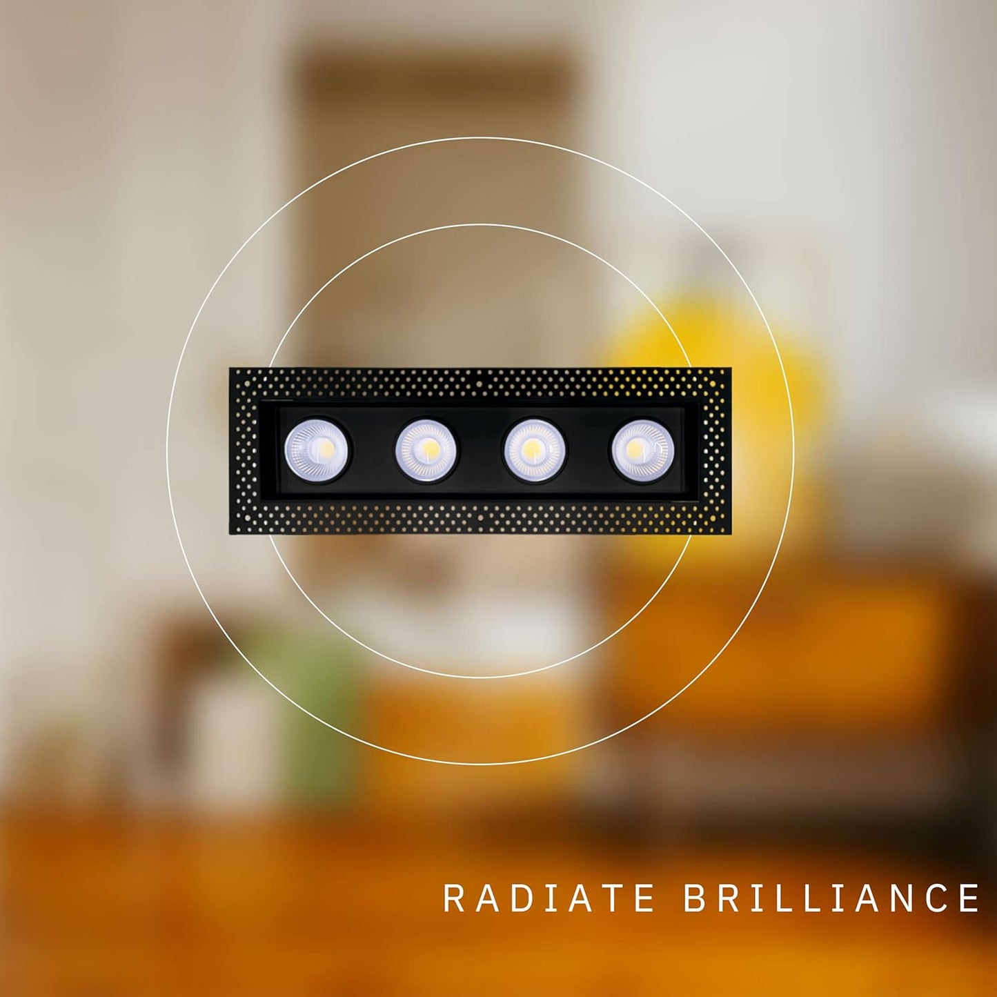 P-6611 4 Inch Trimless 4 Head Multiple Gimbal, Black Finish 72 Watts, 6400 Lumens 5CCT Recessed Light