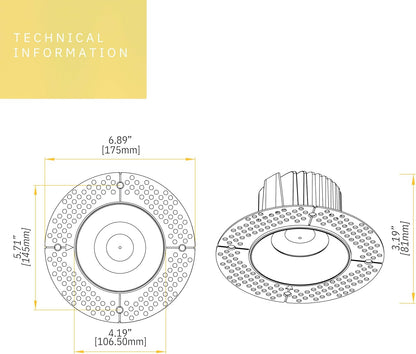 P-6436 4 Inch Trimless Round, Black Finish 15/22W,1600/2400 Lumens 5CCT Recessed Light