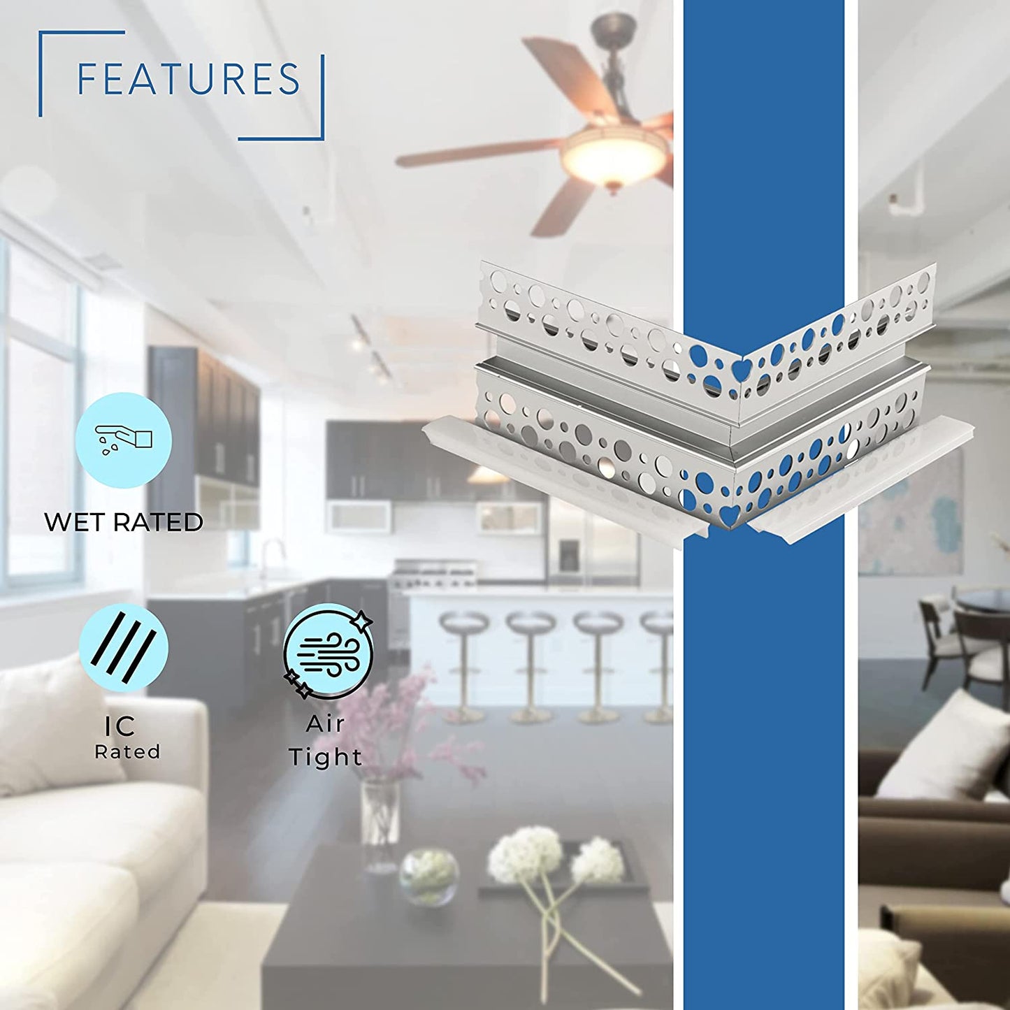 P-5277 Trimless LED Recessed Aluminum Outside 90 Degree Corner Connector, Tape Light Size 14mm, Length 4.5 Inch