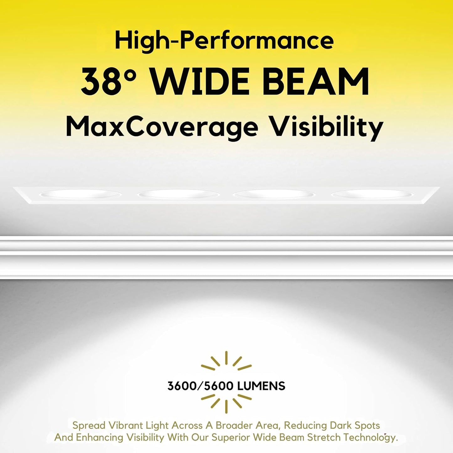 P-7446 3.5 inch Trimless 4 Head Square White, 36/60, 3600/5600 Lumens, 5CCT Recessed Light