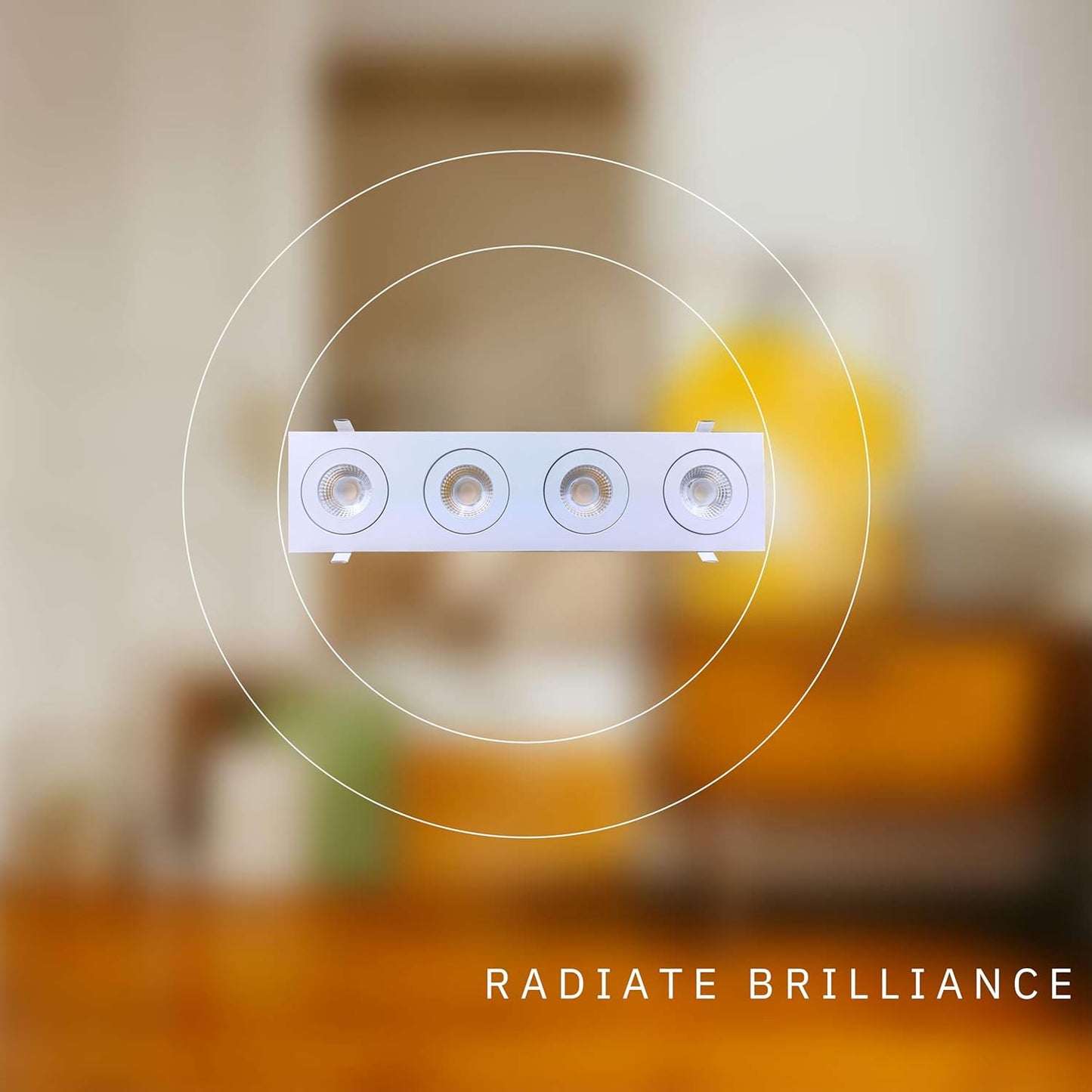 P-6532 4 Inch 4 Head Multiple Gimbal, White Finish 48 Watts, 4600 Lumens 5CCT Recessed Light