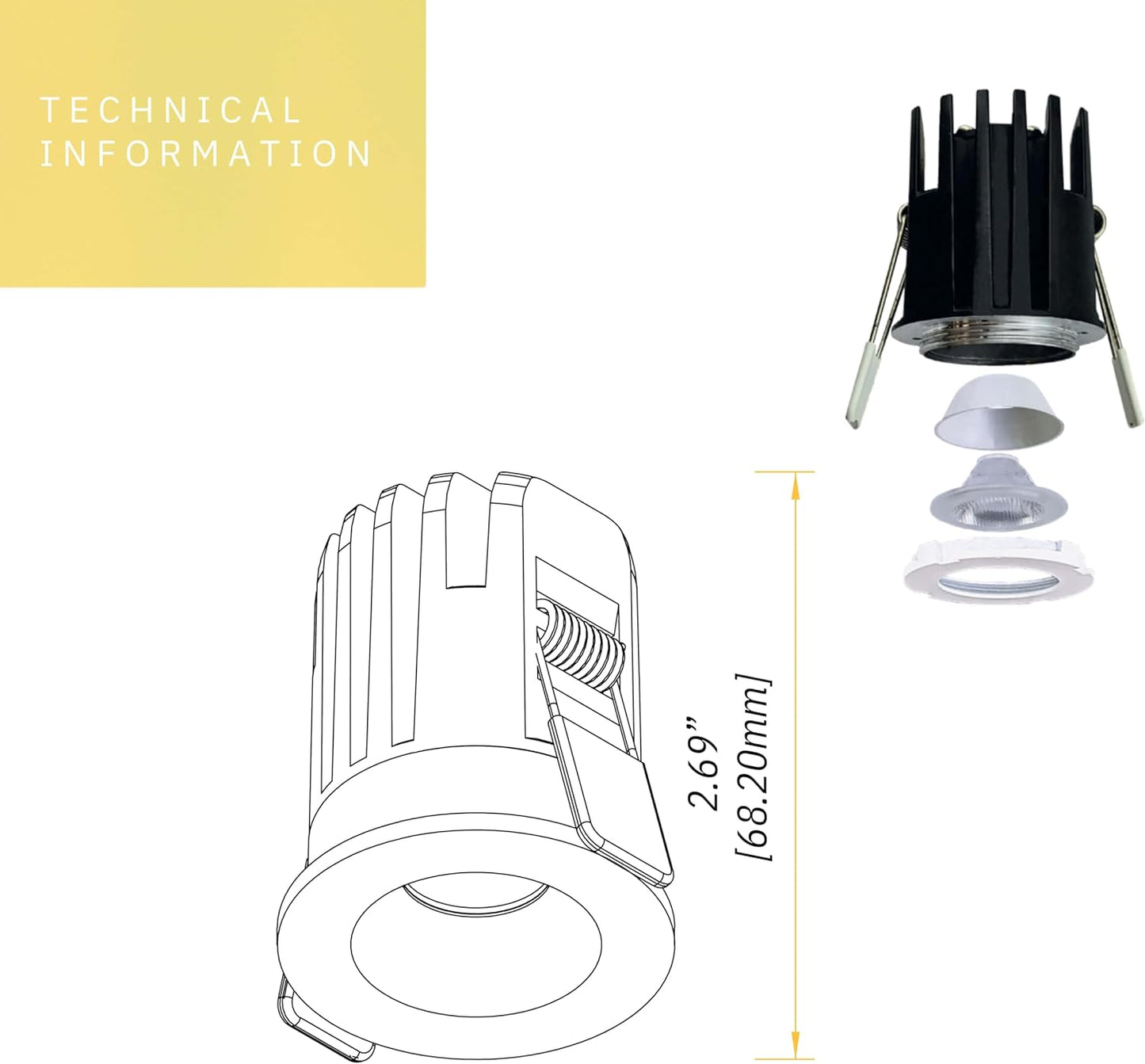P-6334 1.5 Inch24 Degree Optical Lens Round White Finish 7W 600 Lumen 5CCT Recessed Light