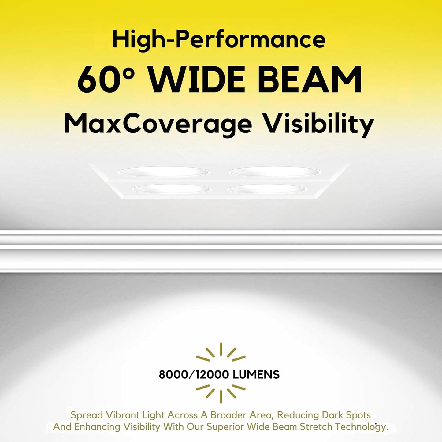 P-7468 4 inch Trimless Quadruple Head Round White HO, 80/128W, 9000/12000 Lumens, 5CCT Recessed Light