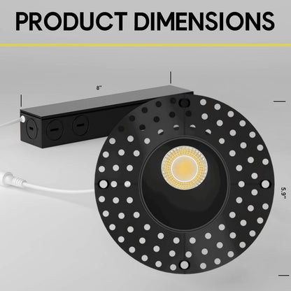 P-7503 3 inch Trimless Round Wall-Wash Black HO, 15/20W, 1400/2100 Lumens, 5CCT Recessed Light