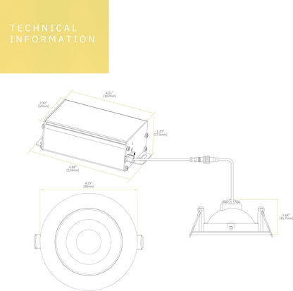 P-6549 3.5 Inch Gimbal Round, White Finish 10 Watts, 850 Lumens 5CCT Recessed Light