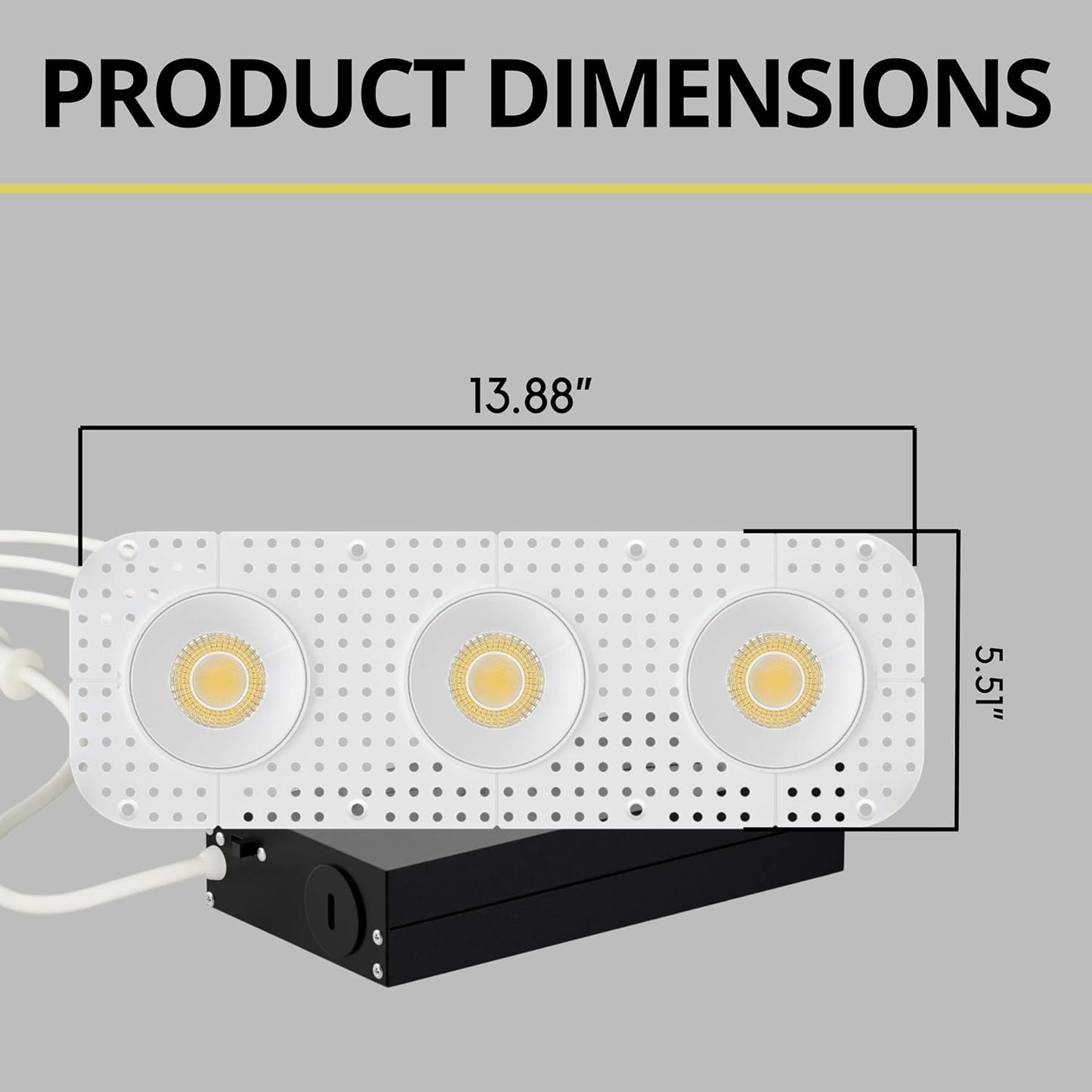 P-7432 3 inch Trimless 3 Head Round White HO, 72W, 6300 Lumens, Non-IC, 5CCT Recessed Light