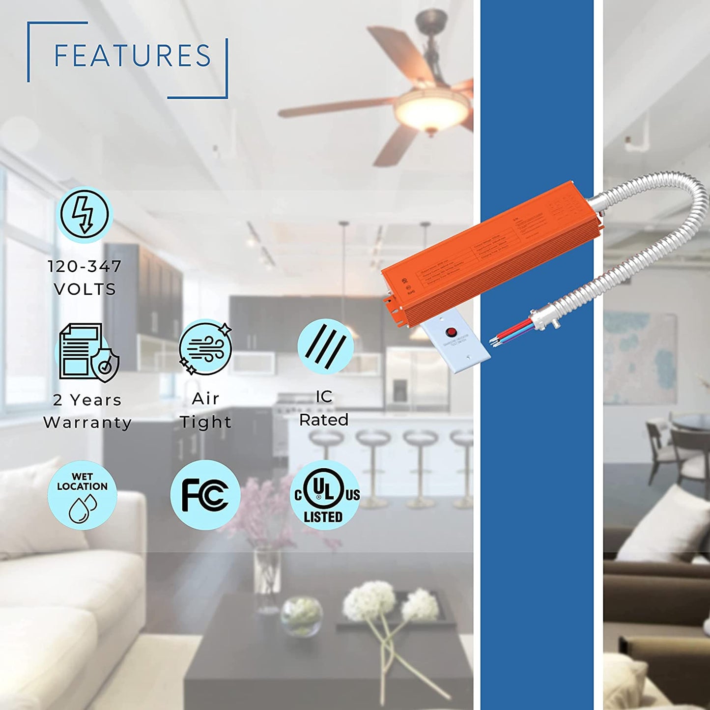 P-5264 Emergency LED Driver for Recessed Light Kits, 60W for Isolated & Non Isolated
