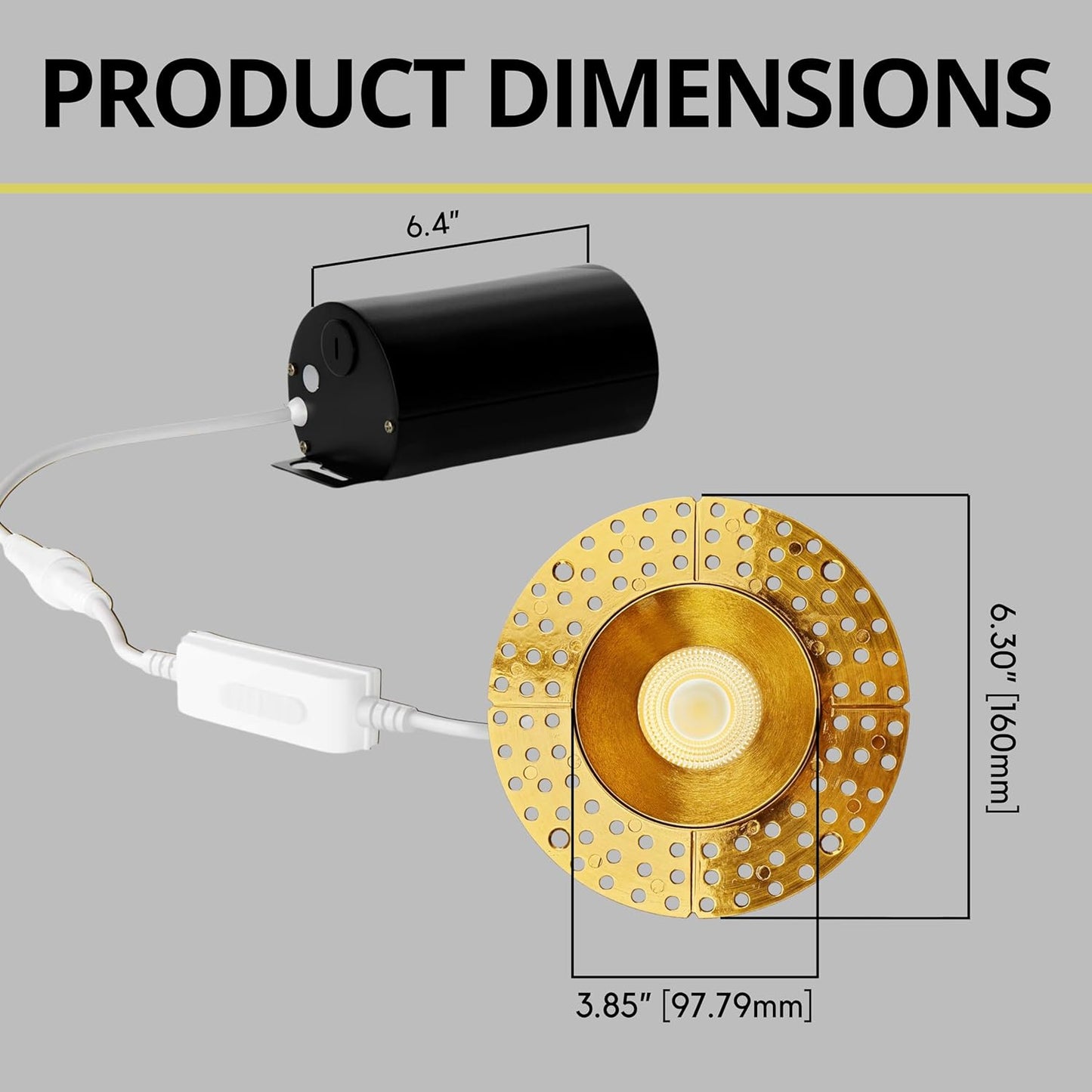 P-7149 3.5 inch Trimless Round Brushed Brass HO 18-30W, 1700-2700 Lumens 5CCT Recessed Light