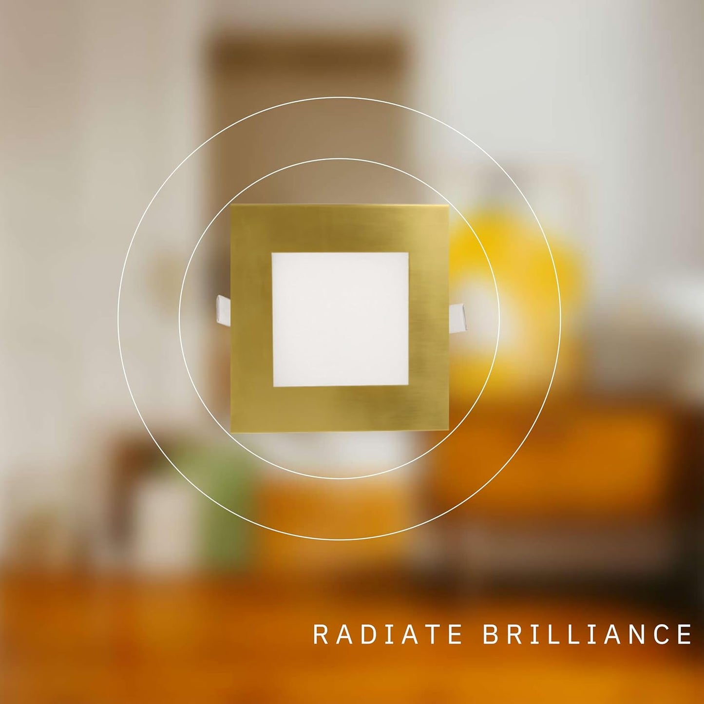 P-5888 5 Inch Square Brushed Brass 15W 1100 Lumens 5CCT Slim Ultra-Thin Light