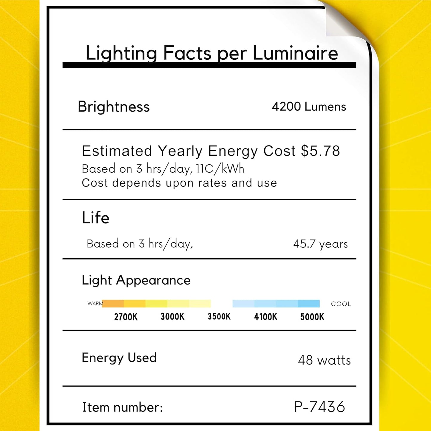 P-7436 3 inch Trimless 2 Head Square White HO, 48W, 4200 Lumens, Non-IC, 5CCT Recessed Light