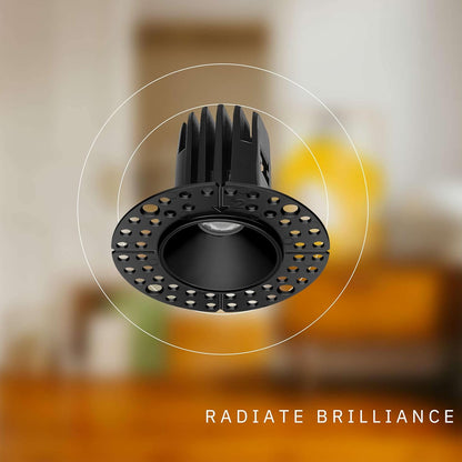 P-6379 1.5 Inch Trimless Round Black 7W 600 Lumens 5CCT Recessed Light