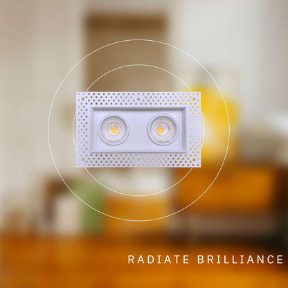 P-6595 4 Inch Trimless 2 Head Multiple Gimbal, White Finish 36 Watts, 3200 Lumens 5CCT Recessed Light