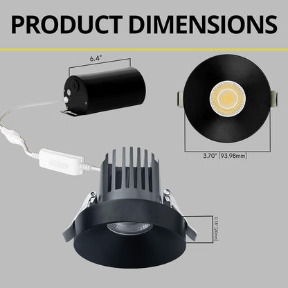 P-6947 3 inch Round Black 3/4 Inch Drop Trim Downlight Luminaire 9W=75W, 850 Lumens, 5CCT