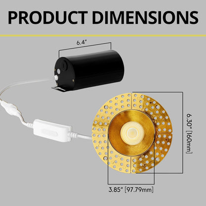 P-7114 3.5 inch Trimless Round Brushed Brass 15-9W, 1400-900 Lumens 5CCT Recessed Light