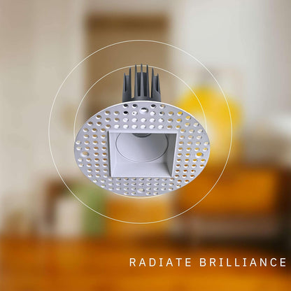 P-6365 2 Inch Trimless Square White 14W-8W 1200-750 Lumens 5CCT Recessed Light