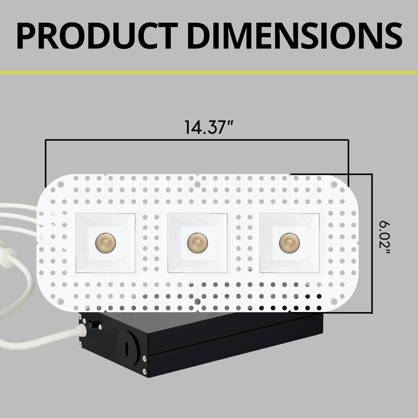 P-7410 2 inch Trimless 3 Head Square White HO, 42/60W, 3600/5100 Lumens, 5CCT Recessed Light