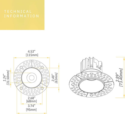 P-6352 2 Inch Trimless Round Bronze 8W 700 Lumens 5CCT Recessed Light