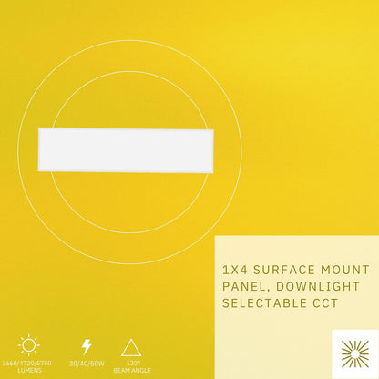 P-6628 1x4 LED Surface Mount Panel Light, 30 Watts, 3660 Lumens 5CCT