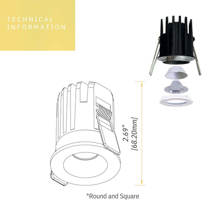 P-6335 1.5 Inch40 Degree Optical Lens Round White Finish 7W 600 Lumen 5CCT Recessed Light