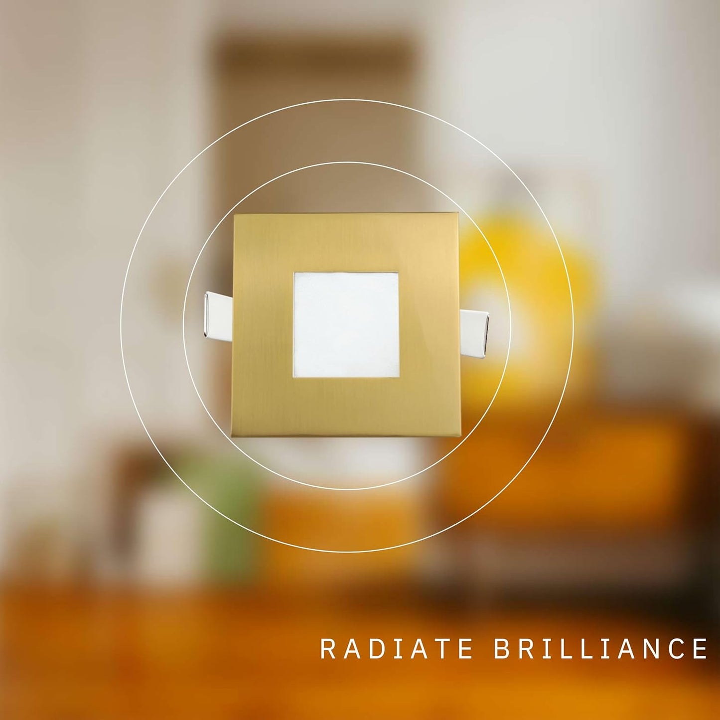 P-5878 3 Inch Square Brushed Brass 5W 500 Lumens 5CCT Slim Ultra-Thin Light