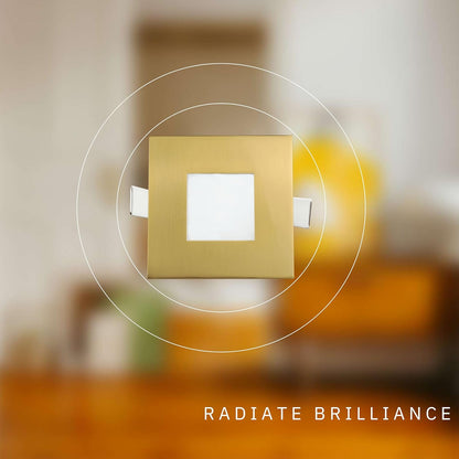 P-5878 3 Inch Square Brushed Brass 5W 500 Lumens 5CCT Slim Ultra-Thin Light