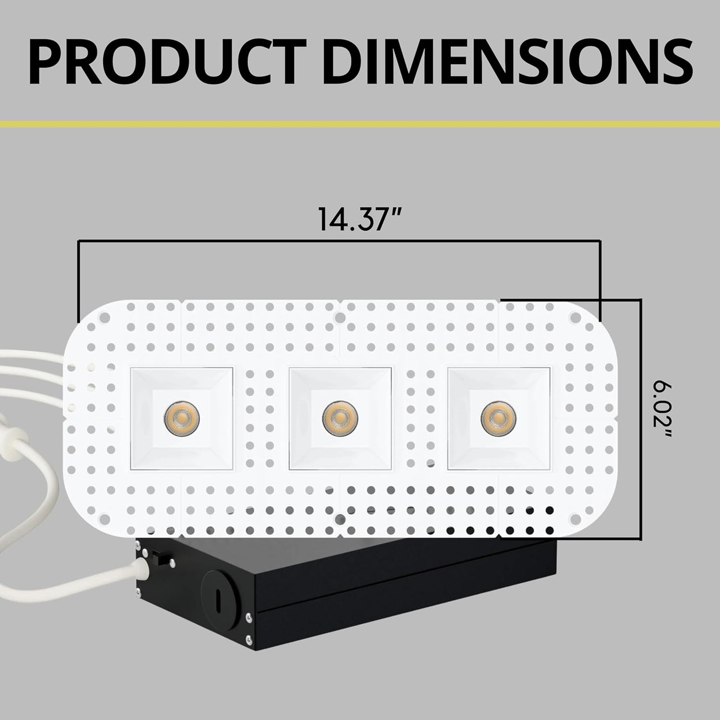 P-7392 2 inch Trimless 3 Head Square White 24W, 2100 Lumens, 5CCT Recessed Light