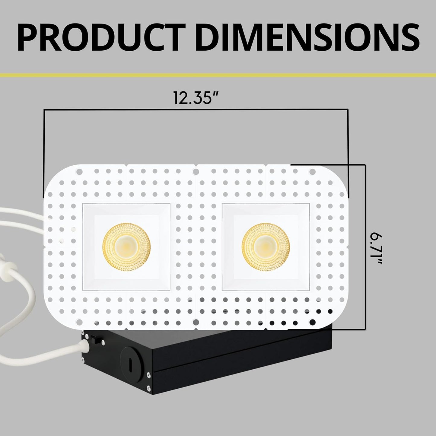 P-7444 3.5 inch Trimless 2 Head Square White, 18/30W, 1800/2800 Lumens, 5CCT Recessed Light