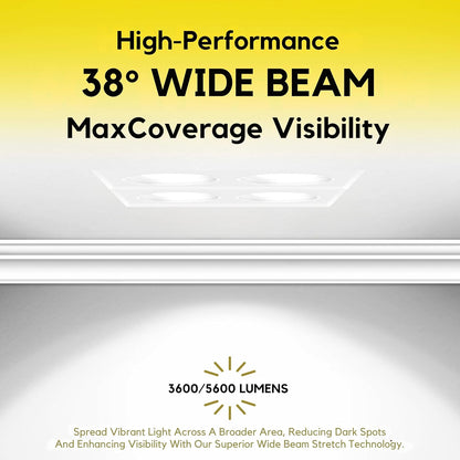 P-7443 3.5 inch Trimless Quadruple Head Round White, 36/60, 3600/5600 Lumens, 5CCT Recessed Light