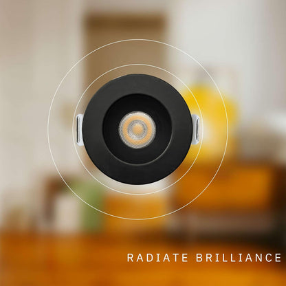 P-6516 1 Inch Round Black Smooth High-Output, 15 Watts, 1100 Lumens 5CCT Recessed Light