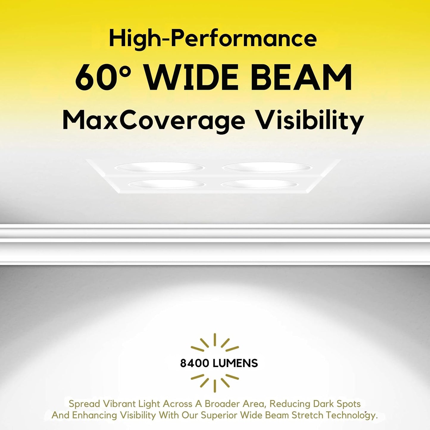 P-7439 3 inch Trimless Quadruple Head Square White HO, 96W, 8400 Lumens, Non-IC, 5CCT Recessed Light
