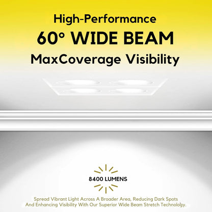 P-7439 3 inch Trimless Quadruple Head Square White HO, 96W, 8400 Lumens, Non-IC, 5CCT Recessed Light