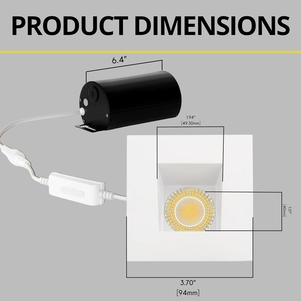 P-7550 3 inch Square Wall-Wash White, 8W, 800 Lumens, 5CCT Recessed Light