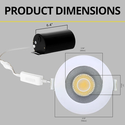 P-7541 3 inch Round Haze Finish, 8W, 800 Lumens, 5CCT Recessed Light