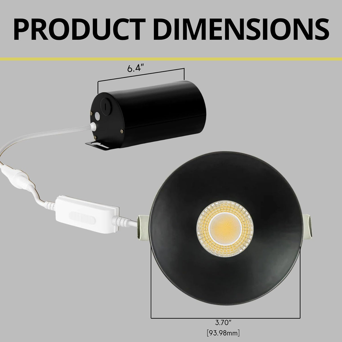 P-7556 3 inch Drop Trim Round Black, 8W, 800 Lumens, 5CCT Recessed Light