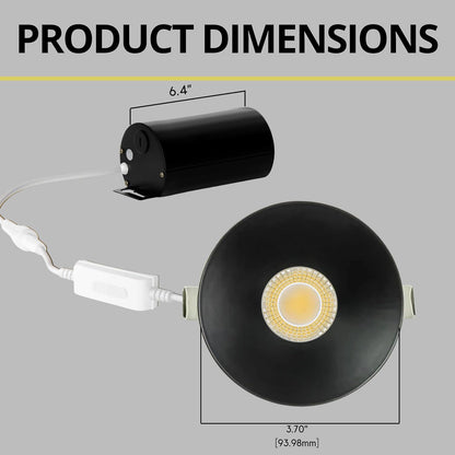 P-7556 3 inch Drop Trim Round Black, 8W, 800 Lumens, 5CCT Recessed Light