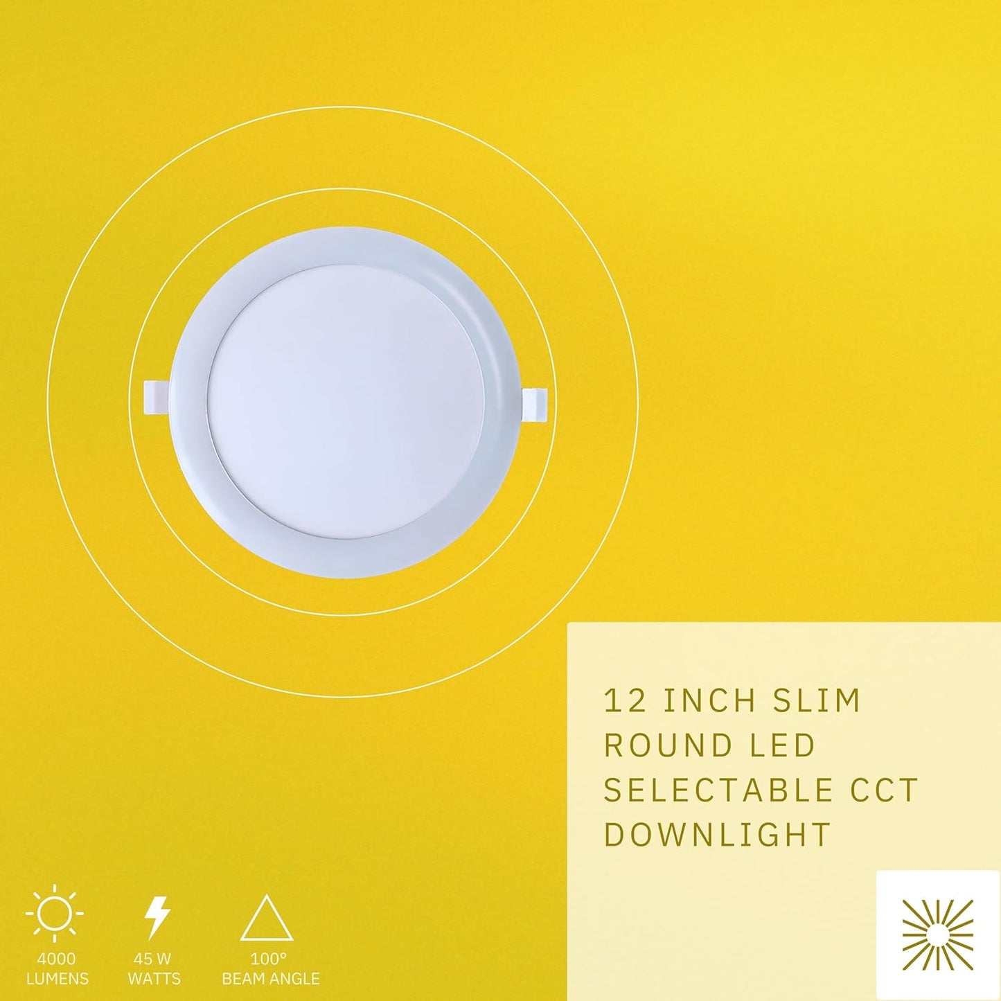P-6408 12 Inch Ultra-Thin Round, White Finish 45 Watts, 4000 Lumens 5CCT Recessed Light