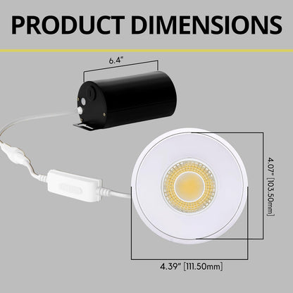 P-7095 4 Inch Millwork Trimless Round White 15-9W, 1550-950 Lumens 5CCT Recessed Light