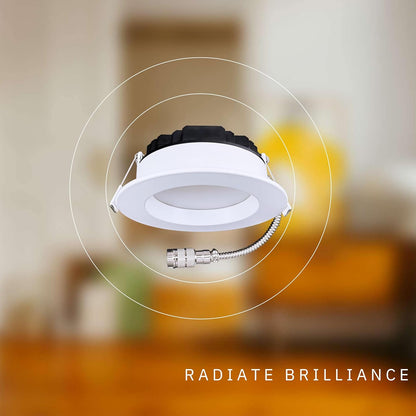 P-6402 4 Inch Slim Round White Finish 20W-15W=200W-125W, 2000-1400 Lumens 5CCT Recessed Light