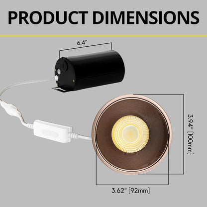 P-7154 3.5 Inch Millwork Trimless Round Bronze HO 18-30W, 1700-2700 Lumens 5CCT Recessed Light