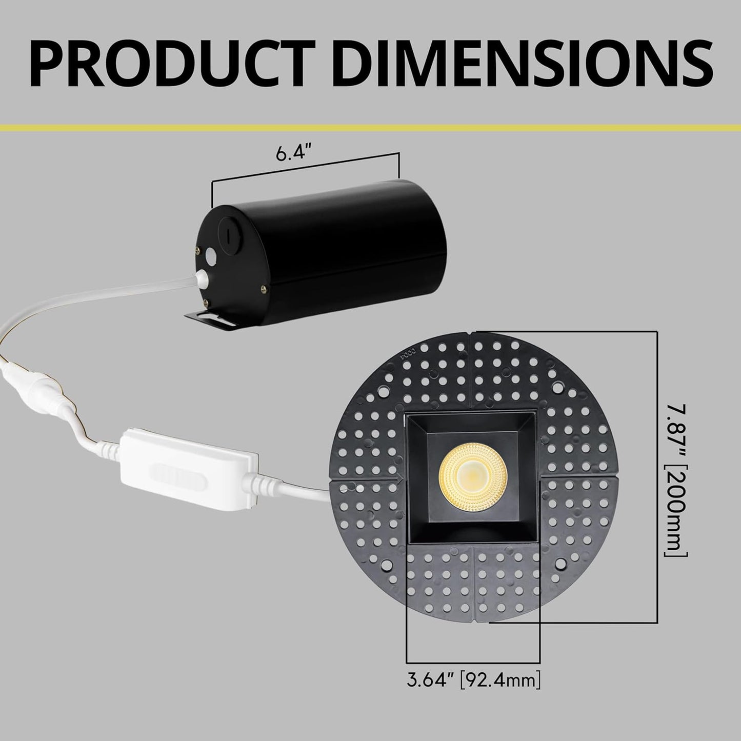P-7144 3.5 inch Trimless Square Black HO 18-30W, 1700-2700 Lumens 5CCT Recessed Light
