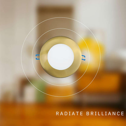 P-5874 3 Inch Round Brushed Brass 8W 500 Lumens 5CCT Slim Ultra-Thin Light